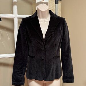 Banana Republic Black and Gray Striped Stretch Corduroy Fitted Blazer